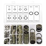 Dichtungsringe Set 150 Stück Hydraulik Dichtringe mit Gummilippe, Ölablassschraube Dichtring Bonded Seal Dichtring, Dichtungsringe Sortiment 10 Größen, Ø 6-24 mm