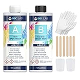 INK LAB Epoxidharz Set 960ml Epoxidharz mit Härter 1: 1 Verhältnis Glasklar Gießharz mit Holzstäbchen Handschuhe Epoxidarz für Holz Schmuckherstellung Kunst Handwerk