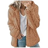 Fleece Mantel Frauen Lang Mädchen Fleecejacke Fleecemantel Plüschjacke Herbstjacke Plüschmantel Teddymantel Wintermantel Outdoorjacke Herbst Plüsch Mantel Kapuzenjacke Damenjacke Übergangsjacke