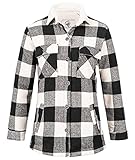 Rock Creek Damen Winterjacke Karierte Flanelljacke Gefüttert Holzfällerjacke Holzfällerhemd Kragen Teddyfutter Kariert Thermojacke D-469 Schwarz L