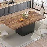HSH Esstisch Küchentisch Esszimmertisch für 6 bis 8 Personen Rechteckig Holztisch Industriedesign mit Schwarzem Sockel Moderner Großer Tisch für Zuhause und Büro Rustikal Braun 180 cm
