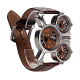 VDYXEW Unterbrechen Oulm Herren-Armbanduhr mit Braun 3-movt Zifferblatt braun 23 mm Edelstahl Band