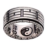 Vintage Echt 925 Sterling Silber Taoismus Tai Chi Yin Yang Spinner Ring für Herren Damen 10mm Größe 65