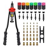 Nietmutternzange Set, Qfun Gewindenieten Zange Set 70 Nietmuttern in M3 M4 M5 M6 M8 M10 M12 je 10 Stück