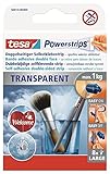 tesa Powerstrips transparent Deko - doppelseitige Klebestreifen für leichte Dekorationen, bis zu 1kg Haltekraft - selbstklebend, spurlos ablösbar - 1 x 8 Streifen