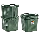 BURI 5x Erntekorb Gartenkorb lebensmittelecht - 25L Kartoffelkorb Obstkorb Laubkorb grün, drehstapelbar, extrem robust