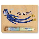 ZUKLA Verpackung für Geldgeschenke Taucher Geschenke - 13 x 10 cm - mit Reagenzglas - Geldgeschenk Verpackung aus Holz