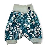 Kurze Pumphose Shorts Sommerhose Eukalyptus Eucalyptus Blätter Türkis Aquamarin 56 62 68 74 80 86 92 98 104 110 116 122 128 134 140