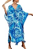 L-Peach Damen Langes Caftan Nachthemd Loungewear Strandkleid Vertuschungen Robe Sarong Pareo