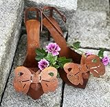 STEINFIGURENWELT GIEBEN 2er Set Pumps Damenschuhe zum Bepflanzen 31x16cm Edelrost Pflanzschuhe Stöckelschuhe rostige Gartendeko Blumentopf Deko Schuhe Shabby Rost wetterfest (Damenschuhe)