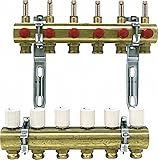 GIACOMINI Heizkreisverteiler Messing 1 Durchflussmesser 0- 5 - 5 l-min für 6 Gruppen- 3-4 Eurokonus