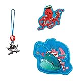 Step by Step Magic Mags Spiegelburg „Capt'n Sharky Leuchtfisch“, 3-teilig, 2 Magnet-Applikationen und 1 Anhänger, Ergänzung für den Schulranzen, 37g