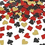 200 Stück Poker Konfetti, Casino Deko, Las Vegas Party Streudeko, Casino Poker Konfetti, Bar Dekoration Confetti, 5 Verschiedene Designs für Pokerpartys und Tischdekoration