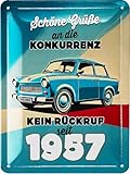 LANOLU Blechschild TRABANT, DDR Geschenke für Männer, Trabi Geschenke, Ossi DDR Produkte Haushalt passend für DDR Geschenkbox 15x20 cm