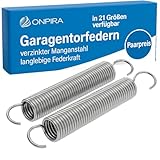 Onpira® 2x Universal Garagentor Feder in 21 Größen verzinkt in Erstausrüster Qualität! zur Auswahl Garagentorfedern Garage Zugfeder (430x43x5mm / Zugkraft: 98kg)