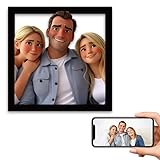 LCMAIT Personalisierte 3D Cartoon Portrait Fotorahmen, Benutzerdefinierte Familie Portrait Fotorahmen Geschenk, Holz Bilderrahmen für Wandbehang oder Desktop Kunst Dekor