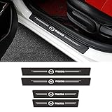 RIDGOEL 4 Stück Auto Einstiegsleisten Schutzfolie Kohlefaser Türschweller Aufkleber für Mazda 2 3 5 6 CX-3 CX-30 CX-5 CX-50 CX-60 CX-7 CX-8 CX-9 Auto Tür Schritt Platte Abdeckung Lackschutzfolie C