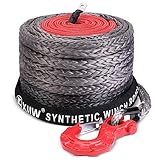 Aufgerüstet Schutzhüllenhaken 12-Strand 20500 LBS Synthetik-Kunststoff-Seil UHMWPE Seil-Winde Winden 10mm x 28m Synthetikseil Windenseil Forstseil 9299KG Anhängerseil Fahrzeugwinde LKW ATV UTV