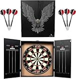 Ruthless Home Darts Center | Komplettes Home Dart Board Center inkl. Schrank, Dartscheibe und 2 Sets Dartpfeile (Eagle)