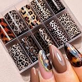 GlamRays 10 Stück Leopardenmuster Nagelkunst Folien Übertragungs-Aufkleber Leoparden Schlangenmuster Nagel Folien Klebstoff Aufkleber Nagelkunst Zubehör Laser Sternenhimmel Papier