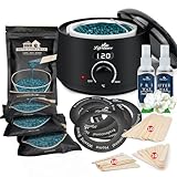 Lifestance Waxing Set Professionell, Wachswärmer Wachs Haarentfernung mit 400g Wax, 20 Wachsstäbchen, 10 Augenbrauen Stäbchen, ein Vor- und Nachbehandlungslosion, 5 Papierringe