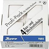 Kopp PARIS Universalschalter in Arktis-Weiß - 4 Stück - Lichtschalter-Unterputz mit 10AX Schaltvermögen - Hochwertiger IP20 Schalter mit Steckklemmen - Stilvoller Wechselschalter-Unterputz 250V~