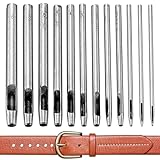 12 Stück Stanzwerkzeug Set, Locheisen Set, Lochstanzer, Edelstahl Runde Hohl Locheisen Satz für Leder Uhrenarmband Stoff Kleidung Leinwand Gürtel Locher Werkzeug(Silber, 0.5-6mm)