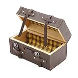 Odoria 1/12 Miniatur Koffer Puppenhaus Zubehör, Holz, Braun