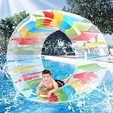 Aufblasbarer Rollen Schwimmer, 120cm Simming Pool Wasserrad, Aufblasbares Wasserrad, Farbe Riese Schwimmbad-Spielzeug mit Luftpumpe für Kinder und Erwachsene, Wasserspielzeug Kind Wasserpartys