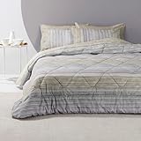 Zucchi Bettwäsche für Einzelbett, 100 % Baumwolle, Art. Fine Line mit 2 Kissenbezügen (2-Beige)