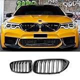Hengjiayao G30 Kühlergrill G31 Nieren Schwarz passend für BMW 5er G31 Grill Nieren Schwarz 2017-2020 Grill Glanz Doppelsteg Sport Kühlergrill (For 5er G30 2017-2020)