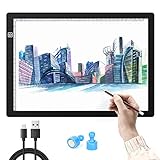 Omasi Leuchttisch, A4 LED Leuchttischt Augenschutz LED Licht Pad A4 LED Zeichnung Pad Leuchttisch Leuchtplatte Tragbare Light Pad Helligkeit dimmbar mit USB Kabel Malen Pad Leuchtkasten