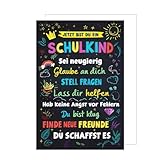 Edition Seidel Premium Glückwunschkarte zur Einschulung mit Umschlag. Einschulungskarte mit Spruch Karte Grußkarte für Schulkind Mädchen Junge Schulstart 1. Klasse Motivation (ES148 SW024)