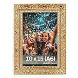 VictoR Vintage Bilderrahmen Gold 10x15 cm (A6) „Vermeer“ - Antik Barockrahmen mit Acrylglas - stabiler MDF-Rückwand - für Hoch- und Querformat - A4 Bilderrahmen Gold