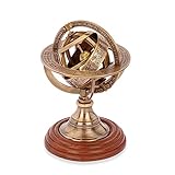 NKlaus Armillarsphäre Messing antik auf Holzsockel 14x8cm Astronomische Armillarglobus 14638