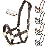 Esposita anatomisches Lederhalfter Deluxe Halfter aus Leder für Pferde Stallhalfter Pferdehalfter - Schoko Braun Full