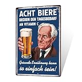 Putuo Decor Lustiges Bier Schild, Acht Biere Vitamin C Metallposter, Retro Blechschild für Bar, Kneipe, Hausbar, Wanddeko, 30x20 cm