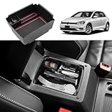 Coleya Mittelkonsole Aufbewahrungsbox Kompatibel mit VW Golf 7 7.5 2013-2019, Golf 7 Zubehör Armlehne Organizer, Golf 7.5 Mittelarmlehne Handschuhfach Mit Rutschfestermatte (Rot)