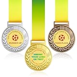 Keluva Medaille Personalisiert, Logo Oder Text auf Vorder - Und Rückseite Personalisierbar, Geeignet für Jede Preisverleihung oder Jeden Wettbewerb (Weizenährenmedaille – Quadratisches Loch)