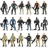 Skylety 18 Stück Speziell Streitkräfte Armee Männer Soldaten Kampf Bewegliche Actionfiguren Armee Jungs Plastik Soldate Spielset Militär Spielzeug mit Militär Waffen für Kinder Party Deko, 4 Zoll