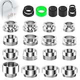 Idota 16 Stück Wasserhahn Adapter, Wasserhahnadapter mit Dichtungen, Außengewinde Doppelnippel Adapter für Wasserhahn Aufsatzfür Küche Gartenschlauch