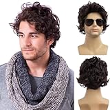 Qnbiar Herren Kurze Locken Braun Perücke Anime Cosplay Perücke Halloween Cosplay Kostüm Perücke