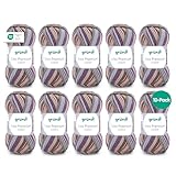 Gründl Wolle Lisa Premium color - Garn zum Stricken mit Farbverlauf - Strickgarn - Häkelgarn - Weich und hautfreundlich - 100% Polyacryl 10 Knäuel 50 g / 133 m -Nadelstärke 3,5-4,5 - beige-apricot