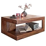 FineBuy Couchtisch Massiv-Holz Sheesham 90 cm breit Wohnzimmer-Tisch Design dunkel-braun Landhaus-Stil Beistelltisch Natur-Produkt Wohnzimmermöbel Unikat modern Massivholzmöbel Echtholz rechteckig