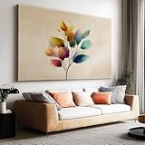 Abstrakt Aquarell Blätter Leinwand Malerei, Toilette Badezimmer Deko Bild, Gemälde Leinwand Bilder für Schlafzimmer, Painting Bild Wohnzimmer Poster Deko, Wasserfest, 120 x 80 cm