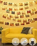 litogo USB Foto Lichterkette, 5M 50LED Lichterkette mit Klammern für Fotos 30 Fotoclips Lichterkette Bilder Aufhängen für Zimmer Deko, Schlafzimmer, Hochzeiten, Jubiläen, Valentinstag, Geburtstage