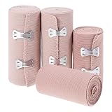 Healifty Elastischer Medizinischer Verband, Kompressionsrolle mit extra Metallclips, Sportzubehör für Knöchelunterstützung, Arm- Bein- oder Brustkorbverletzungen, 4 Stück