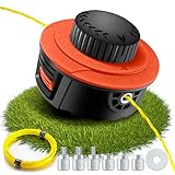 Fadenkopf für Motorsense mit Trimmerfaden,Einfaches Tap & Go System,Universal passende Fadenspule mit 6 Gewindeadapter,für die meisten Akku-Rasentrimmer und Akku-Freischneide (Orange)