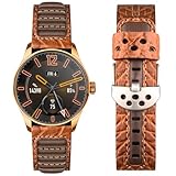 Wristitani Echtes Leder 22mm 20mm Uhrenarmband, Schnellverschluss Armband passend für klassische Quarz Mechanische und Smartwatch, Vintage Uhrenband mit Edelstah Schnalle für Herren Damen