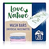 Love Nature Wash Bars Universal Waschmittel (20 Waschladungen), vordosiert und mit nachhaltiger Verpackung, kompakte Waschkraft mit Inhaltsstoffen natürlichen Ursprungs